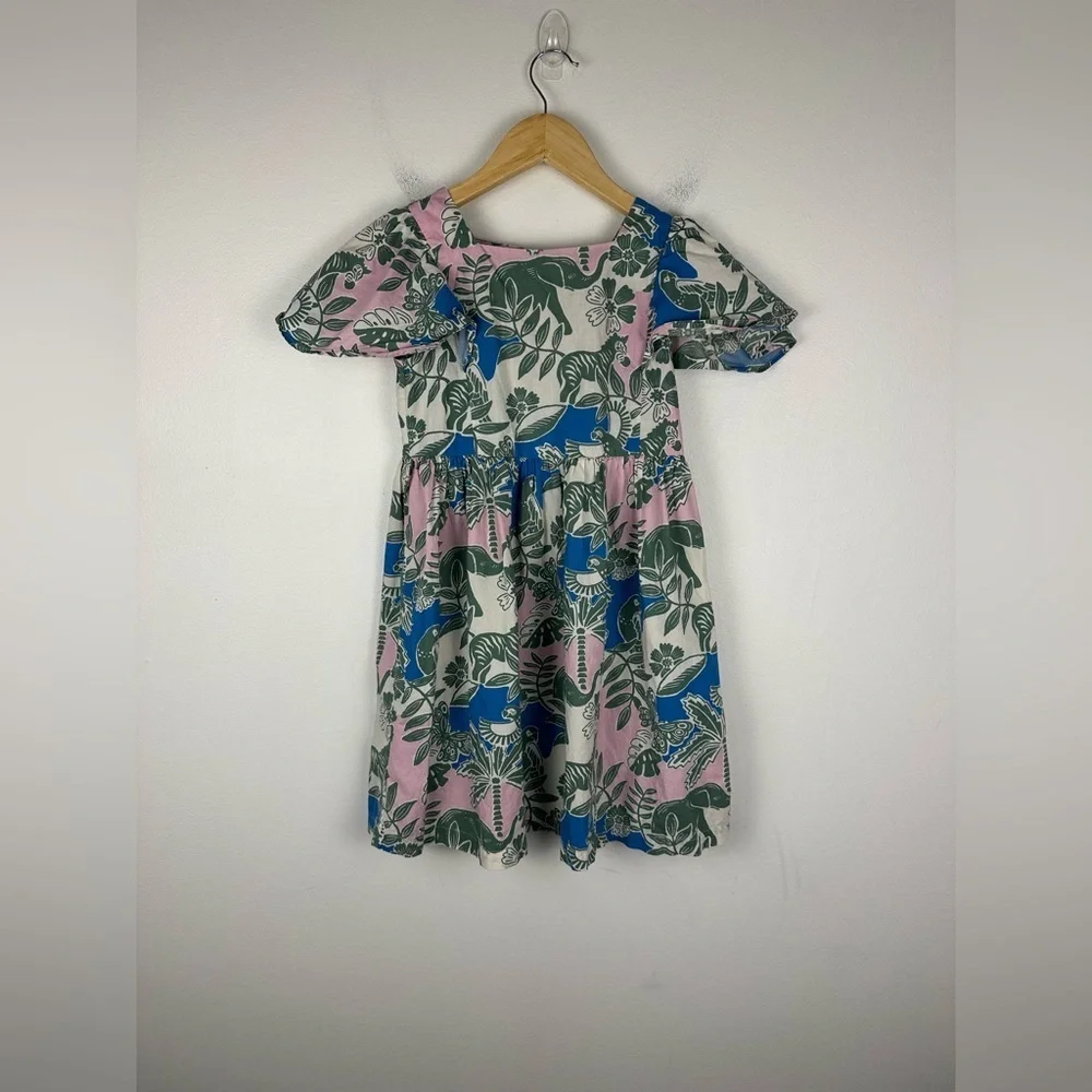 Mini Boden‎ Flutter Sleeve Tropical Printed Dress Girls Sz 9-10